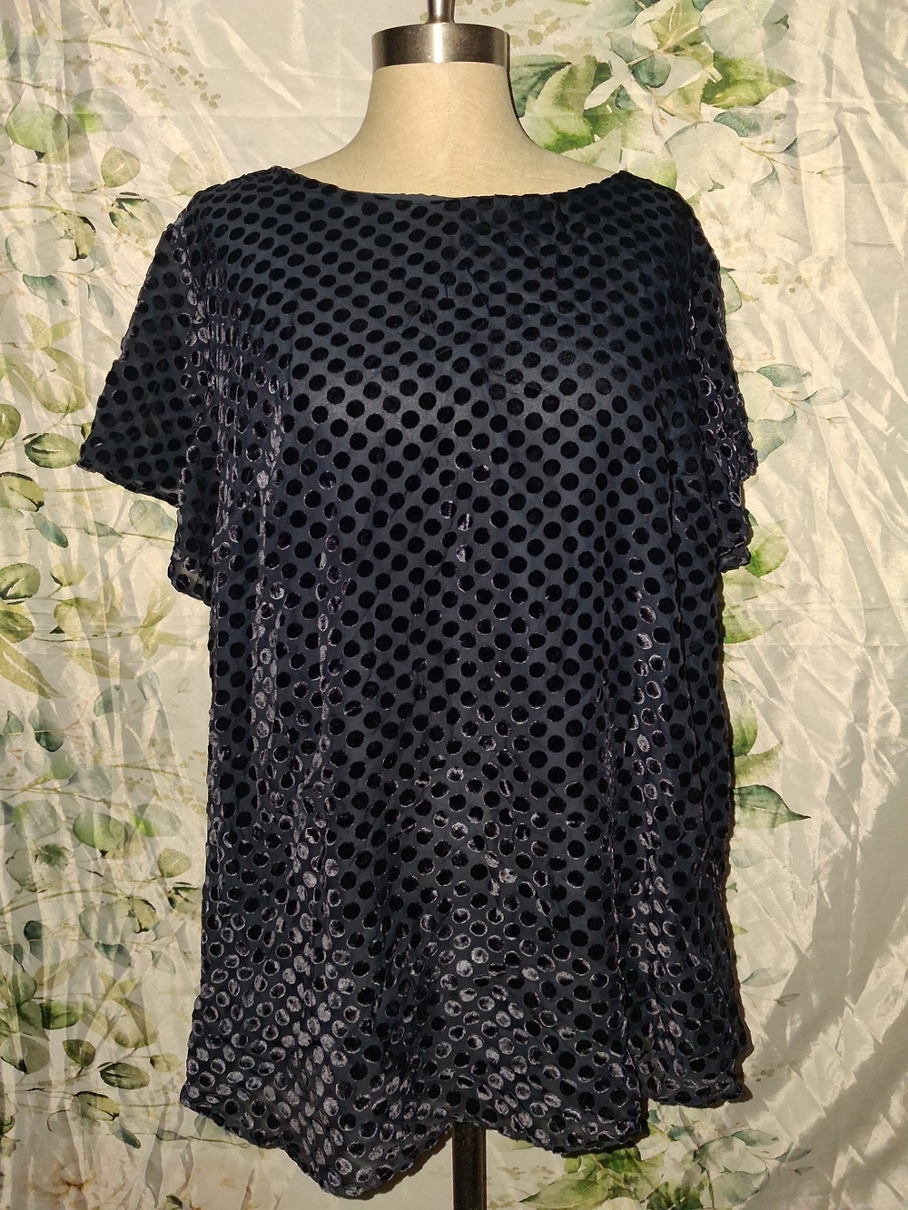 5For$12 Black Velvet Polka Dot Top